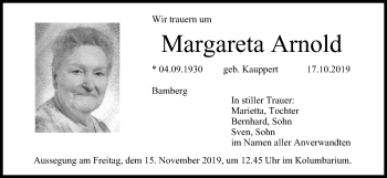 Anzeige von Margareta Arnold von MGO