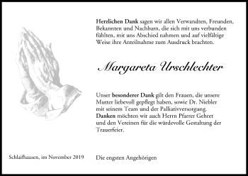 Anzeige von Margareta Urschlechter von MGO