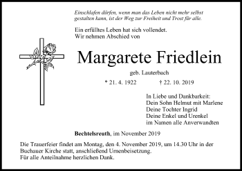 Anzeige von Margarete Friedlein von MGO