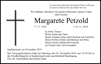 Anzeige von Margarete Petzold von MGO