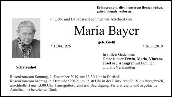 Anzeige von Maria Bayer von MGO