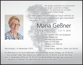 Anzeige von Maria Geßner von MGO