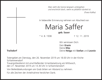 Anzeige von Maria Saffer von MGO