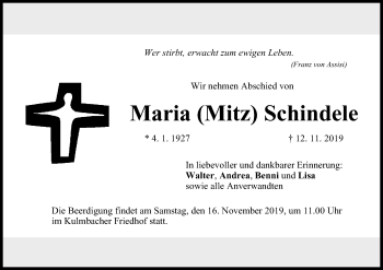 Anzeige von Maria Schindele von MGO