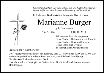 Anzeige von Marianne Burger von MGO