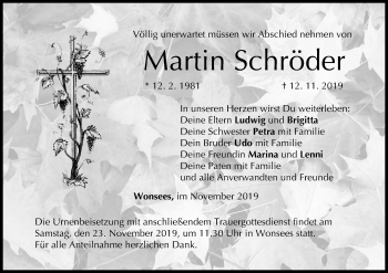 Anzeige von Martin Schröder von MGO
