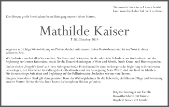 Anzeige von Mathilde Kaiser von MGO