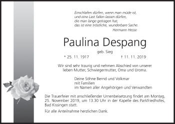 Anzeige von Paulina Despang von MGO