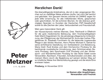 Anzeige von Peter Metzner von MGO