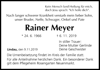 Anzeige von Rainer Meyer von MGO