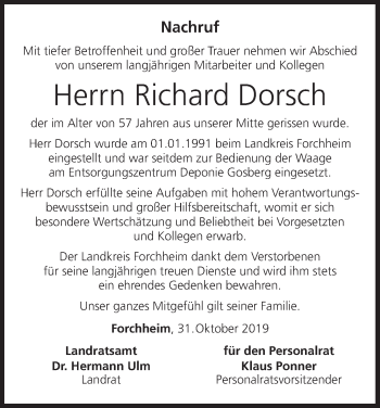 Anzeige von Richard Dorsch von MGO