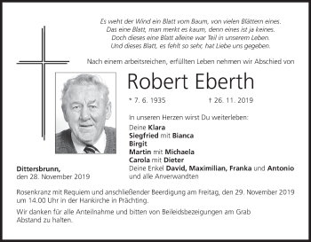 Anzeige von Robert Eberth von MGO