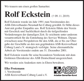 Anzeige von Rolf Eckstein von MGO