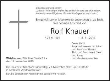 Anzeige von Rolf Knauer von MGO
