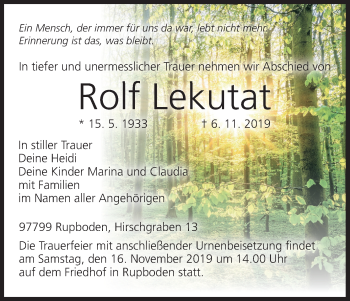 Anzeige von Rolf Lekutat von MGO