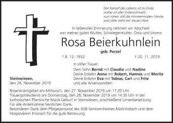 Anzeige von Rosa Beierkuhnlein von MGO