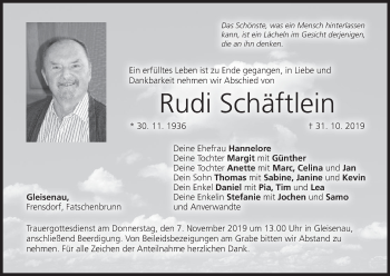 Anzeige von Rudi Schäftlein von MGO