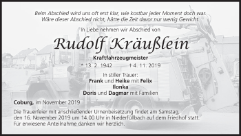 Anzeige von Rudolf Kräußlein von MGO
