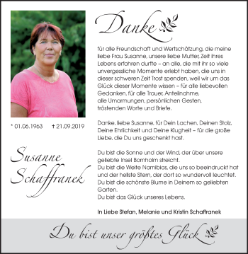 Anzeige von Susanne Schaffranek von MGO