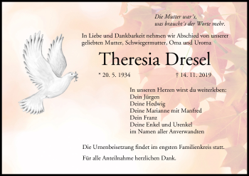 Anzeige von Theresia Dresel von MGO