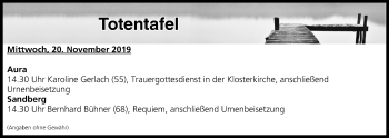 Anzeige von Totentafel vom 20.11.2019 von MGO