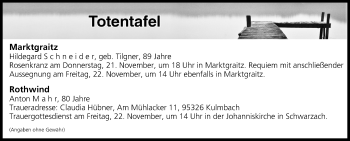 Anzeige von Totentafel vom 21.11.2019 von MGO