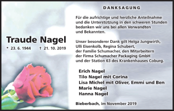 Anzeige von Traude Nagel von MGO