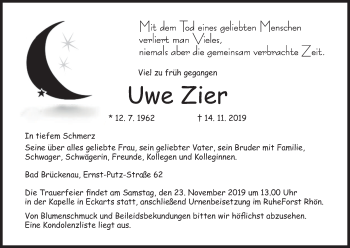 Anzeige von Uwe Zier von MGO