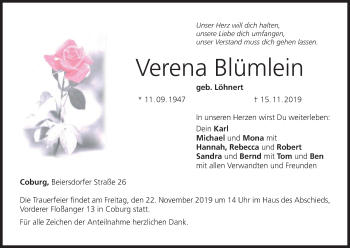 Anzeige von Verena Blümlein von MGO