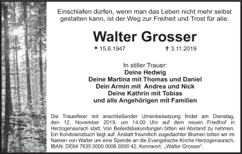 Anzeige von Walter Grosser von MGO
