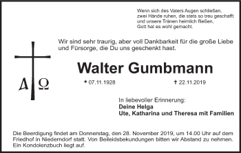 Anzeige von Walter Gumbmann von MGO