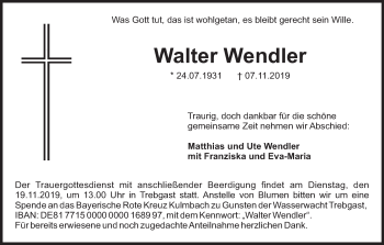 Anzeige von Walter Wendler von MGO