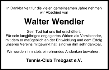Anzeige von Walter Wendler von MGO