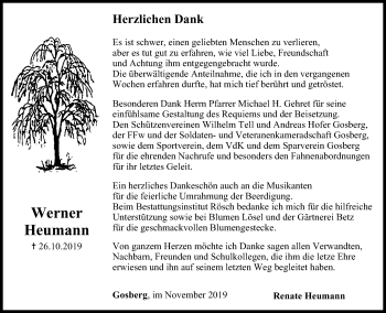 Anzeige von Werner Heumann von MGO