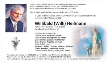 Anzeige von Willibald Willi Heilmann von MGO