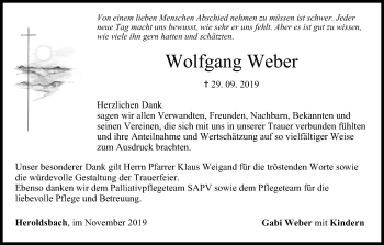 Anzeige von Wolfgang Weber von MGO
