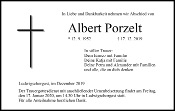 Anzeige von Albert Porzelt von MGO