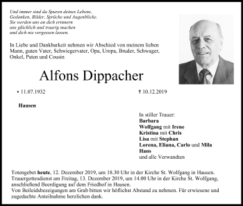 Anzeige von Alfons Dippacher von MGO