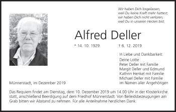 Anzeige von Alfred Deller von MGO
