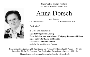 Anzeige von Anna Dorsch von MGO