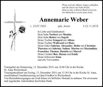 Anzeige von Annemarie Weber von MGO