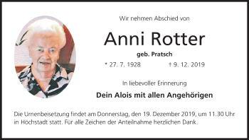 Anzeige von Anni Rotter von MGO