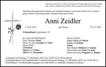 Anzeige von Anni Zeidler von MGO