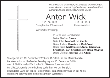 Anzeige von Anton Wick von MGO