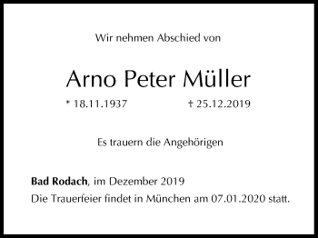 Anzeige von Arno Peter Müller von MGO