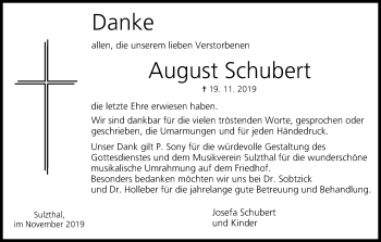 Anzeige von August Schubert von MGO