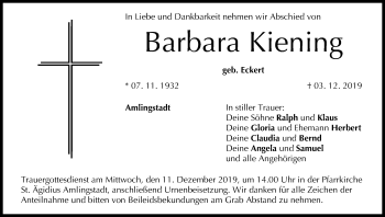Anzeige von Barbara Kiening von MGO