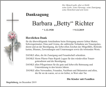 Anzeige von Barbara Richter von MGO