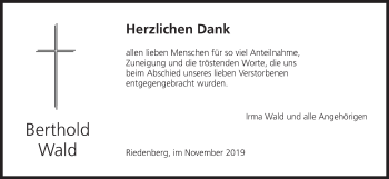 Anzeige von Berthold Wald von MGO