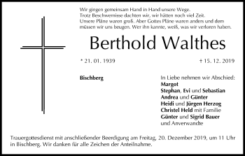 Anzeige von Berthold Walthes von MGO